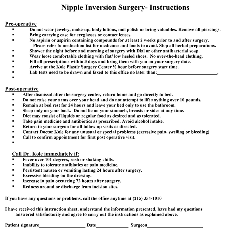 Breast Surgery- Instructions