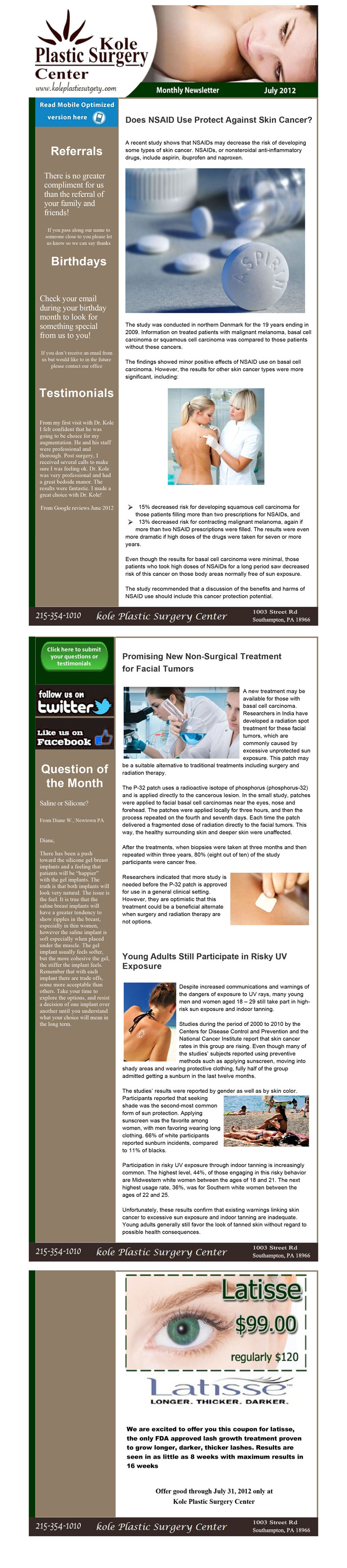 Dr. Kole July 2012 Newsletter